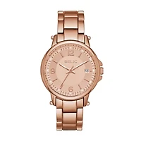 Relic By Fossil Womens Multi-Function Rose Goldtone Leather Bracelet Watch Zr34394