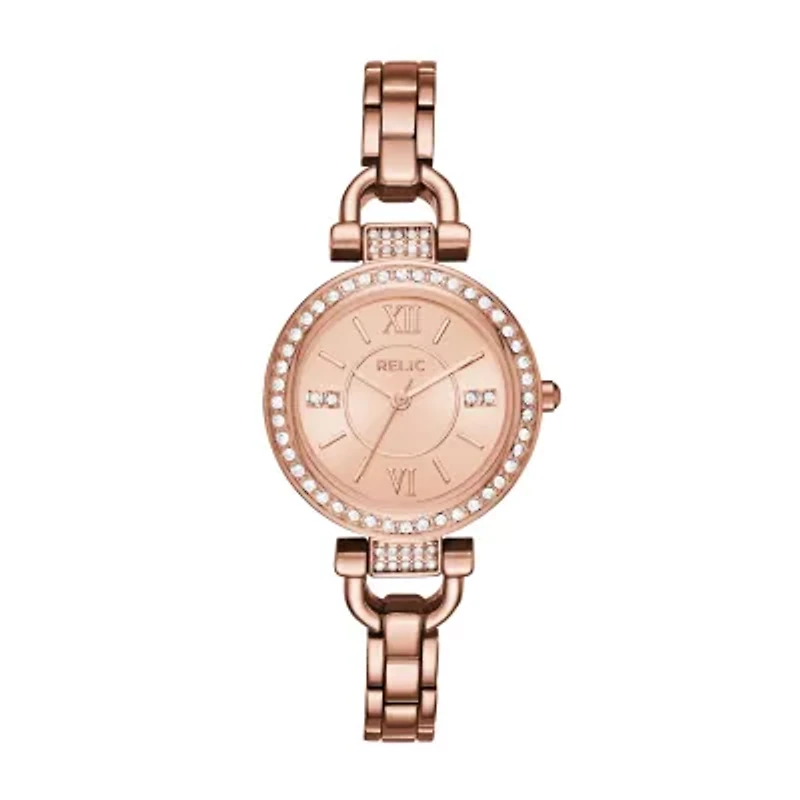 Relic By Fossil Womens Rose Goldtone Bracelet Watch Zr34415