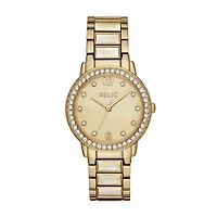 Relic By Fossil Womens Gold Tone Bracelet Watch Zr34407
