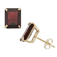 Genuine Red Garnet 10K Gold 9mm Stud Earrings