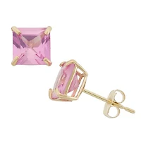 Lab Created Sapphire 10K Gold 6mm Stud Earrings