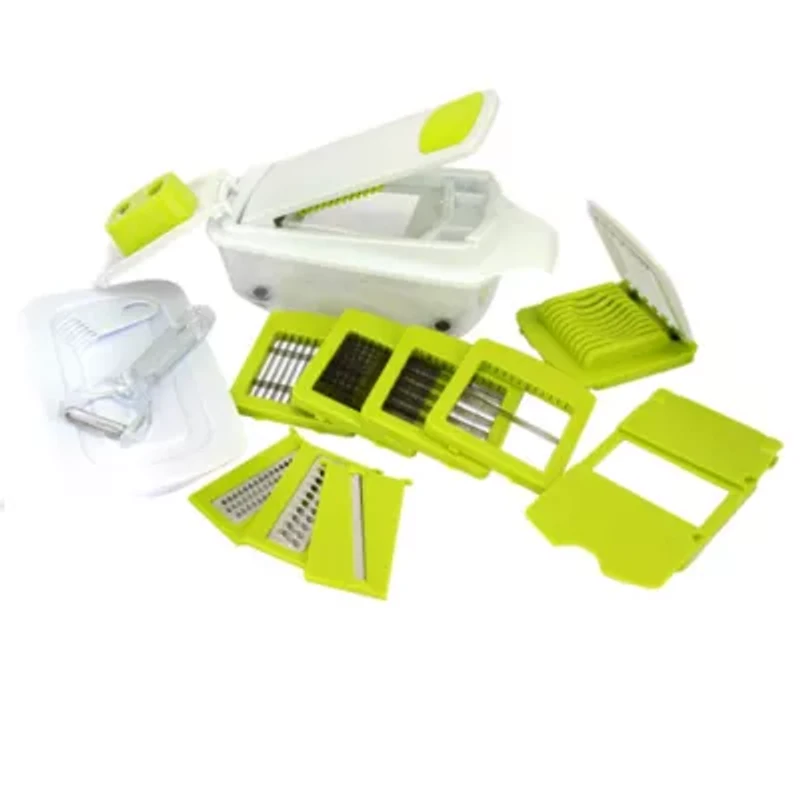 MegaChef 8 in 1 Multi-Use Slicer Dicer and Chopper with Interchangeable Blades, Vegetable and Fruit Peeler and Soft Slicer
