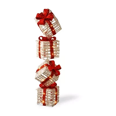 PRE-LIT 33I SISAL GIFT BOX TOWER