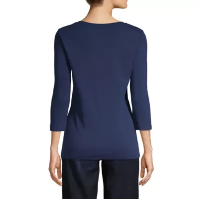 St. John's Bay Womens V Neck 3/4 Sleeve Tall T-Shirt
