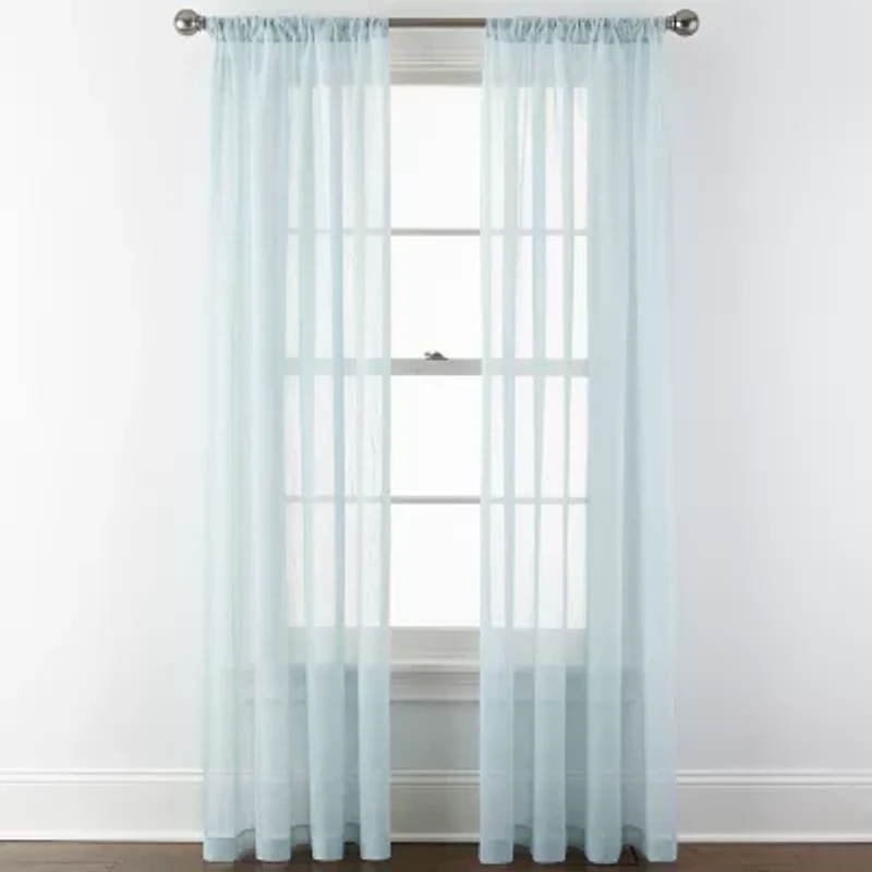 Home Expressions Crushed Voile Rod Pocket Sheer Single Curtain Panel