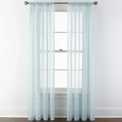 Home Expressions Crushed Voile Rod Pocket Sheer Single Curtain Panel