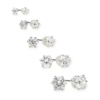 Mixit Womens Cubic Zirconia Hypoallergenic 5 Pair Earring Set