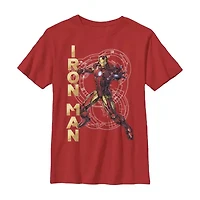 Little & Big Kid Boys Crew Neck Short Sleeve Regular Fit Iron Man Marvel Graphic T-Shirt