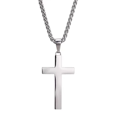 J.P. Army Men's Jewelry Stainless Steel 24 Inch Link Cross Pendant Necklace