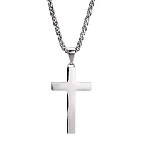 J.P. Army Men's Jewelry Stainless Steel 24 Inch Link Cross Pendant Necklace