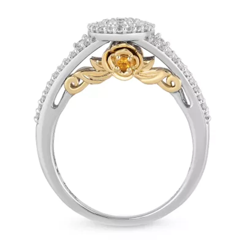 Womens 1/2 CT. T.W. Natural White Diamond 10K Two Tone Gold Round Beauty and the Beast Bridal Set