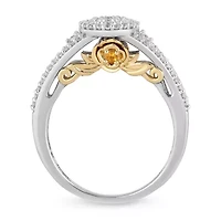 Womens 1/2 CT. T.W. Natural White Diamond 10K Two Tone Gold Round Beauty and the Beast Bridal Set