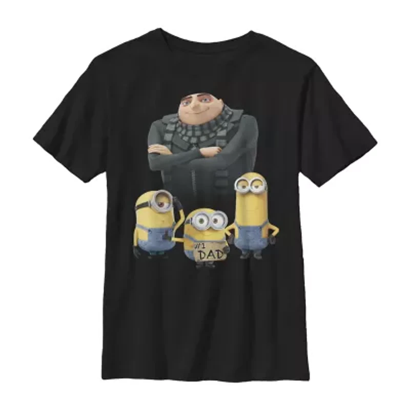 Little & Big Kid Boys Crew Neck Short Sleeve Regular Fit Despicable Me Minions Graphic T-Shirt
