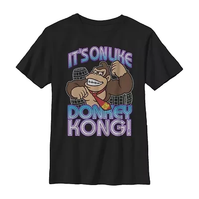 Little & Big Kid Boys Crew Neck Short Sleeve Regular Fit Donkey Kong Super Mario Graphic T-Shirt