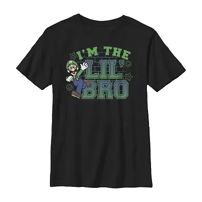 Little & Big Kid Boys Crew Neck Short Sleeve Regular Fit Luigi Super Mario Graphic T-Shirt