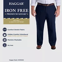 Haggar Iron Free Premium Khaki Mens Classic Fit Big and Tall Flat Front Pant