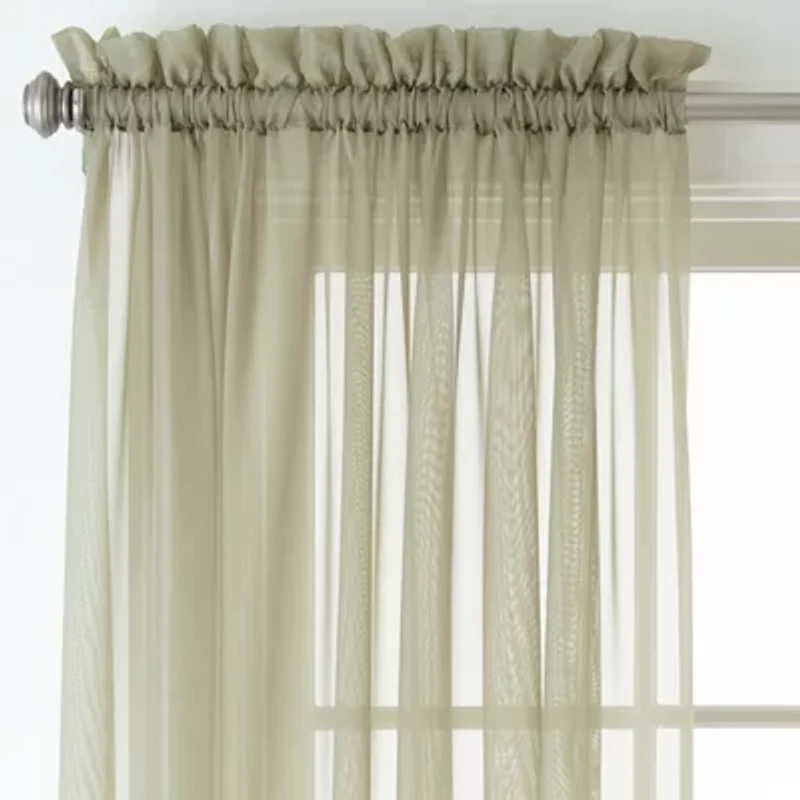 Home Expressions Rod Pocket Sheer Single Curtain Panel