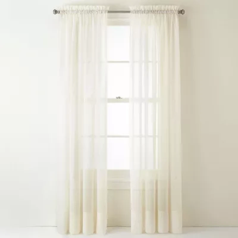Home Expressions Rod Pocket Sheer Single Curtain Panel