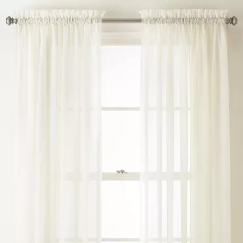 Home Expressions Rod Pocket Sheer Single Curtain Panel