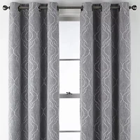 Regal Home Sterling Grommet Top Energy Saving Embroidered Blackout Curtain Panel