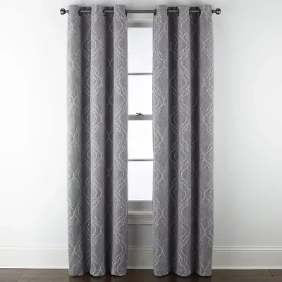 Regal Home Sterling Grommet Top Energy Saving Embroidered Blackout Curtain Panel