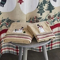 Saturday Knight Rustic Plaid Snowman Bath Towel