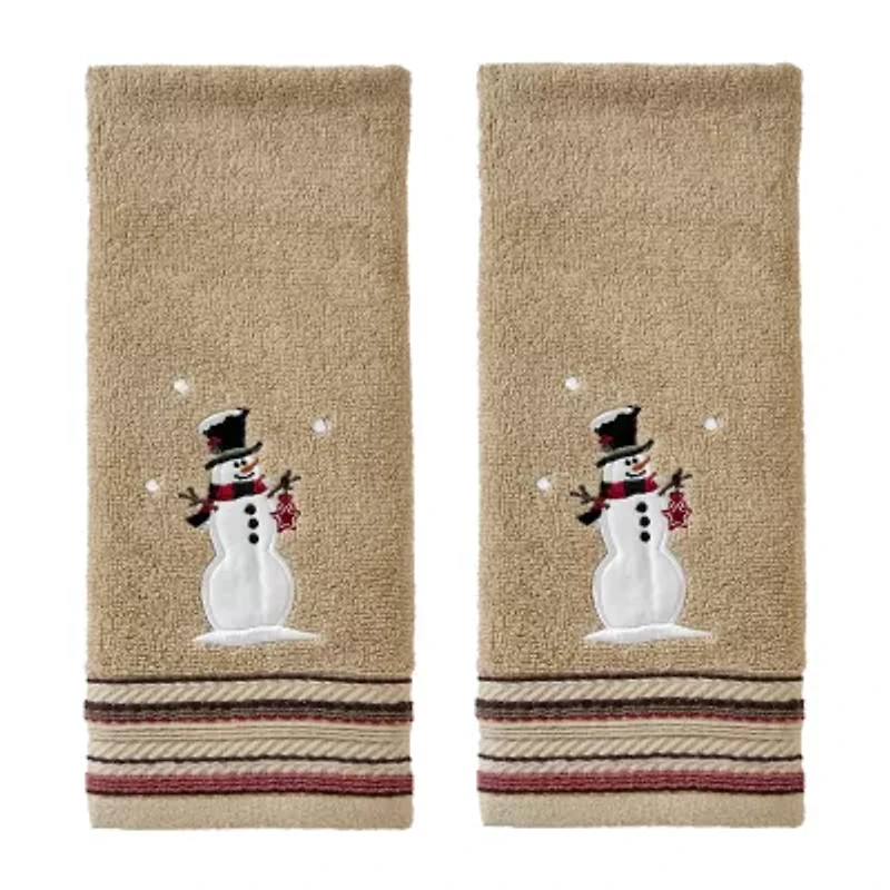 Saturday Knight Rustic Plaid Snowman 2-pc. Hand Towel