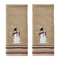 Saturday Knight Rustic Plaid Snowman 2-pc. Hand Towel