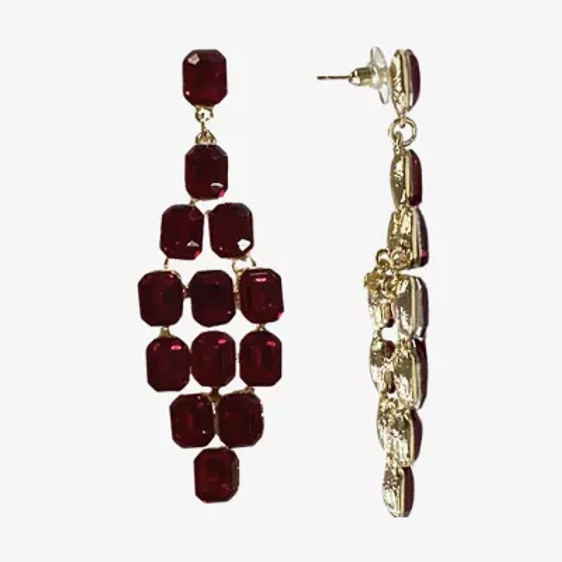 Bijoux Bar Gold Tone Womens Red Chandelier Earrings