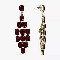 Bijoux Bar Gold Tone Womens Red Chandelier Earrings