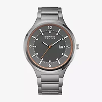 Bering Mens Gray Stainless Steel Bracelet Watch 14442-777