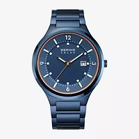 Bering Mens Blue Stainless Steel Bracelet Watch 14442-797