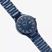 Bering Mens Blue Stainless Steel Bracelet Watch 14442-797