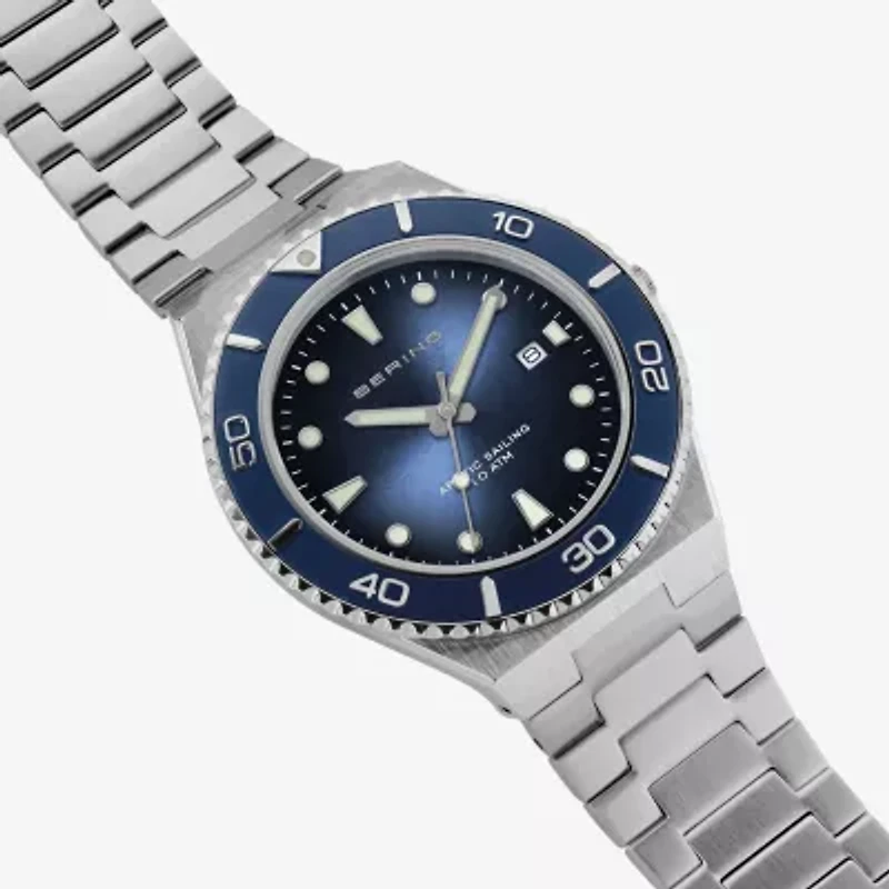 Bering Mens Silver Tone Stainless Steel Bracelet Watch 18940-707