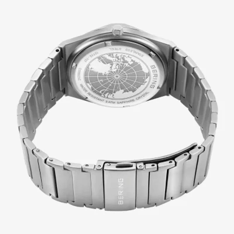 Bering Mens Silver Tone Stainless Steel Bracelet Watch 19742