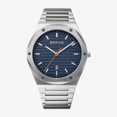 Bering Mens Silver Tone Stainless Steel Bracelet Watch 19742