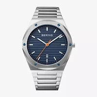 Bering Mens Silver Tone Stainless Steel Bracelet Watch 19742