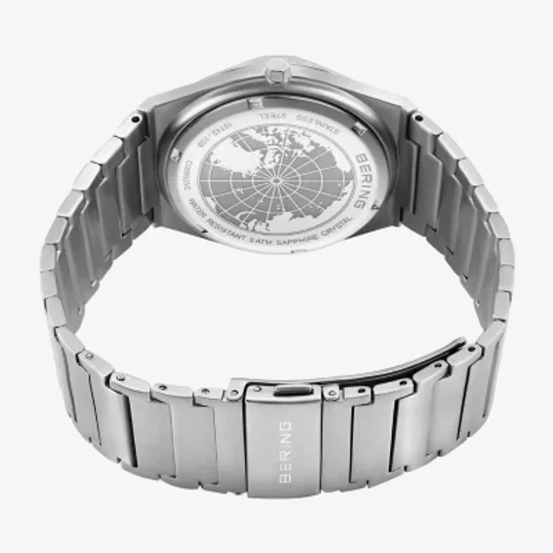 Bering Mens Silver Tone Stainless Steel Bracelet Watch 19742-708