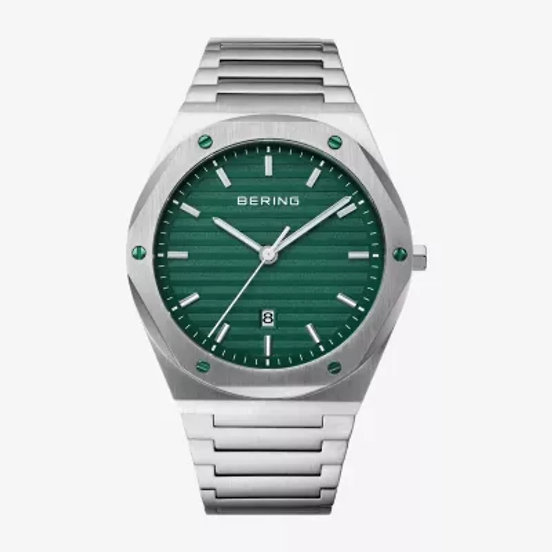 Bering Mens Silver Tone Stainless Steel Bracelet Watch 19742-708
