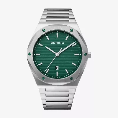 Bering Mens Silver Tone Stainless Steel Bracelet Watch 19742-708