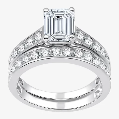 (G-H / Si2-I1) Womens 2 1/2 CT. T.W. Lab Grown White Diamond 10K Gold Side Stone Bridal Set