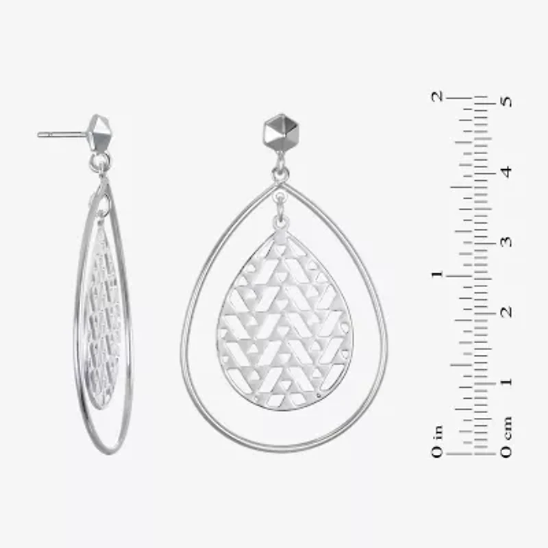 Bijoux Bar Delicates Silver Tone Filigree Womens Drop Earrings