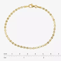Made in Italy Womens 24K Gold Over Silver Semisolid Round 7.5 Inch Link Bracelet