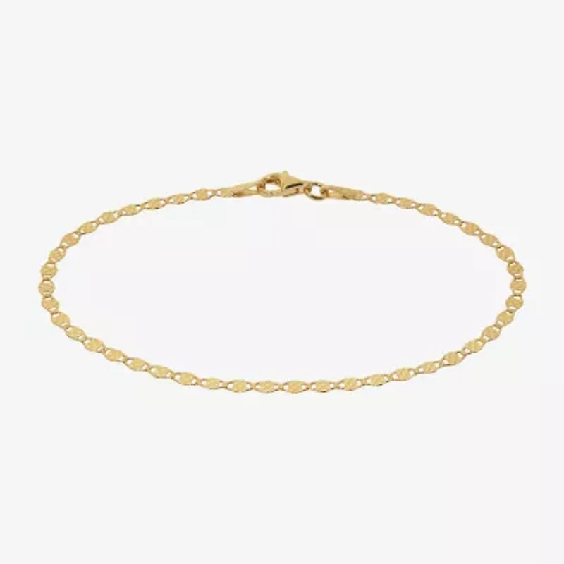 Made in Italy Womens 24K Gold Over Silver Semisolid Round 7.5 Inch Link Bracelet