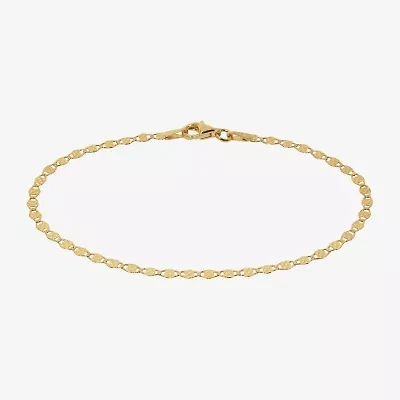 Made in Italy Womens 24K Gold Over Silver Semisolid Round 7.5 Inch Link Bracelet