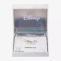 Disney Classics Womens Cubic Zirconia 14k Rose Gold Over Brass Pure Silver Over Brass Mickey Mouse Minnie Mouse 2-pc. Jewelry Set