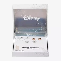 Disney Classics Womens Cubic Zirconia 14k Rose Gold Over Brass Heart Mickey Mouse 3 Pair Earring Set