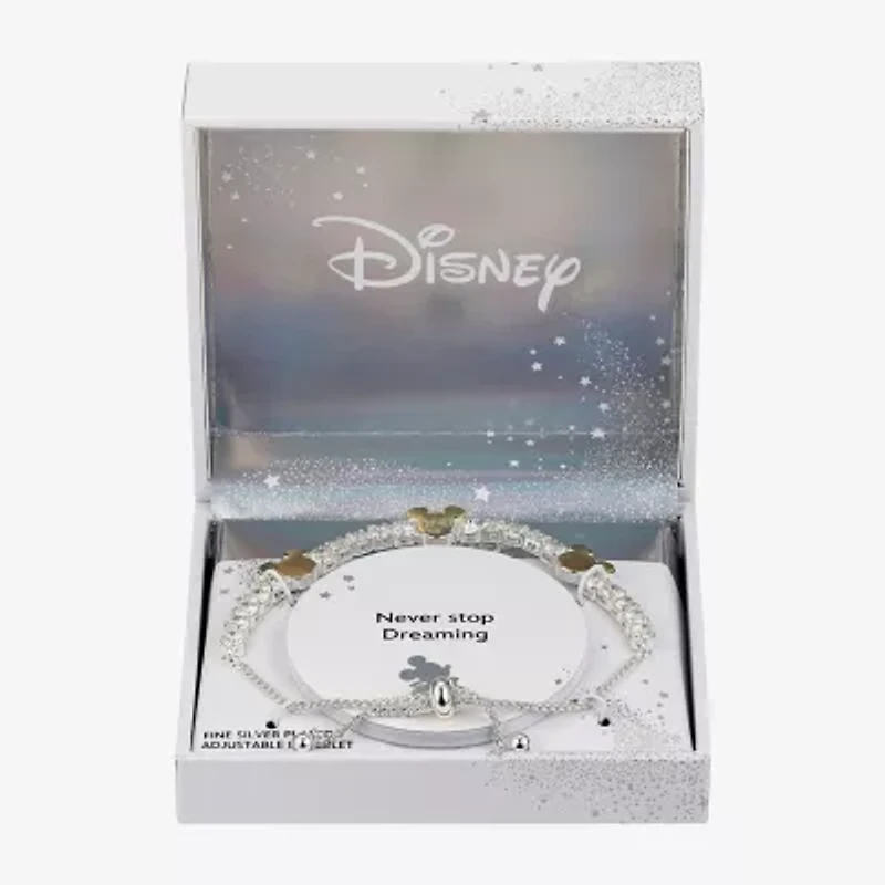 Disney Classics Womens Cubic Zirconia 14K Gold Over Brass Mickey Mouse Bolo Bracelet