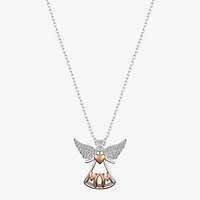 Gratitude & Grace Mom Womens Cubic Zirconia 14K Gold Over Brass Pure Silver Over Brass Angel 16 Inch Pendant Necklace