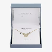 Gratitude & Grace Dream Womens Cubic Zirconia 14K Gold Over Brass Butterfly 16 Inch Pendant Necklace